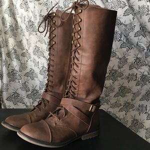 MOSSIMO Tall Riding Boots Tan Camel Zip Up Knee